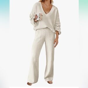 NWT Amazon Merokeety Cream Pants & Jumpsuit Set Size L